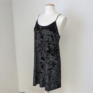 Vintage Black Crushed Velvet Victoria's Secret Slip Dress